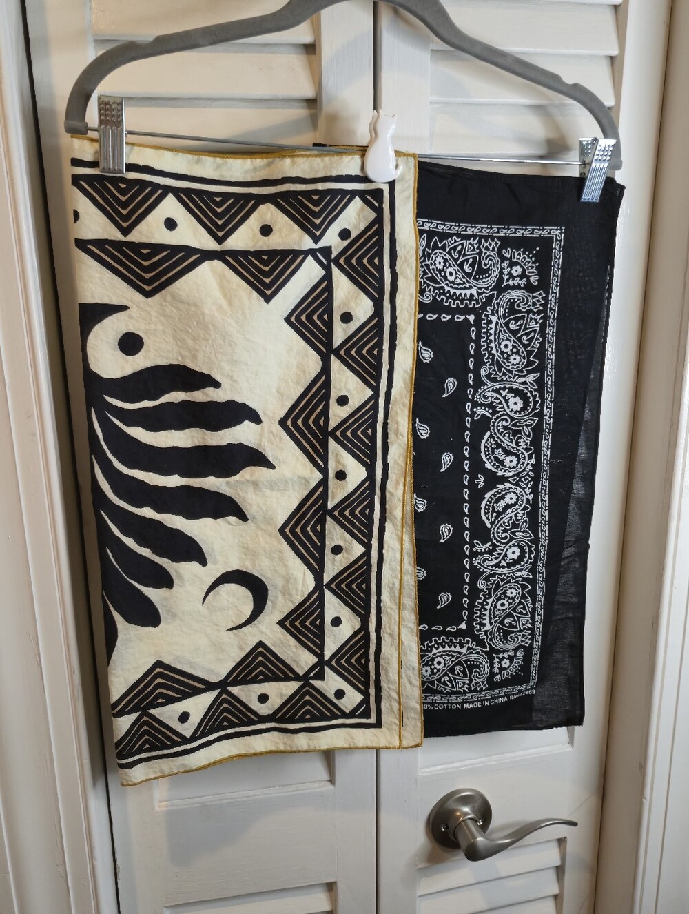 Lot of 2 Bandanas: Bandits Organic Graphic Scarf + Classic Black Paisley Cotton
